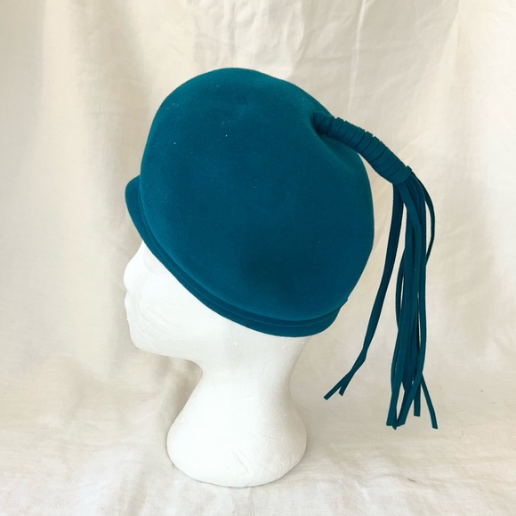 Vintage Fur Felt Hat in Teal Blue Green Colour - Picture 4 of 14